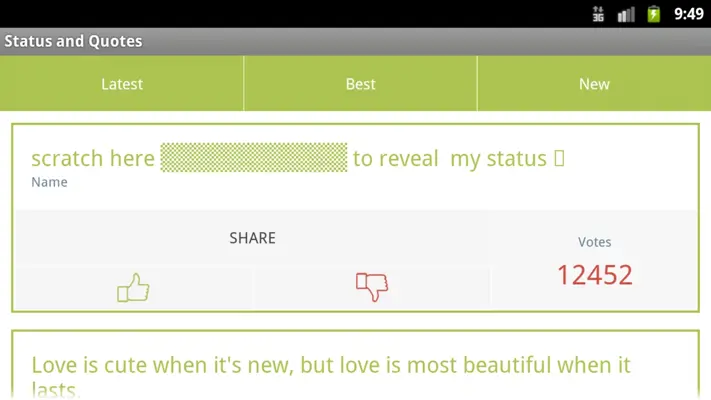 Status and Quotes android App screenshot 1